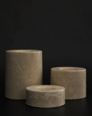 Bej Mermer 3'lü Mumluk Seti - 