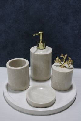 Bej Mermer 5'li Banyo Seti - 2