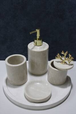 Bej Mermer 5'li Banyo Seti - 3