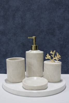 Bej Mermer 5'li Banyo Seti - 