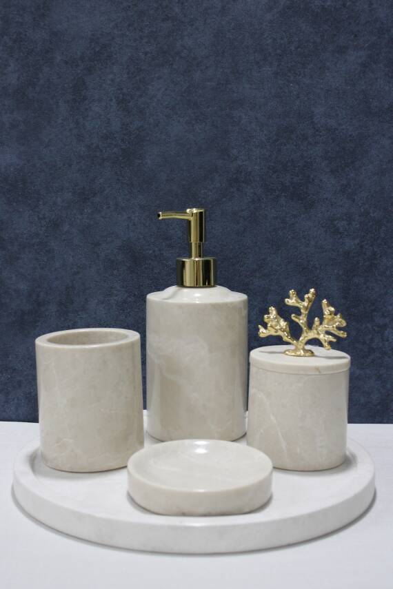 Bej Mermer 5'li Banyo Seti - 1