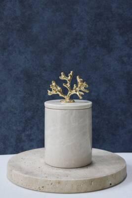 Bej Mermer Pamuk Kutusu/Pamukluk - 