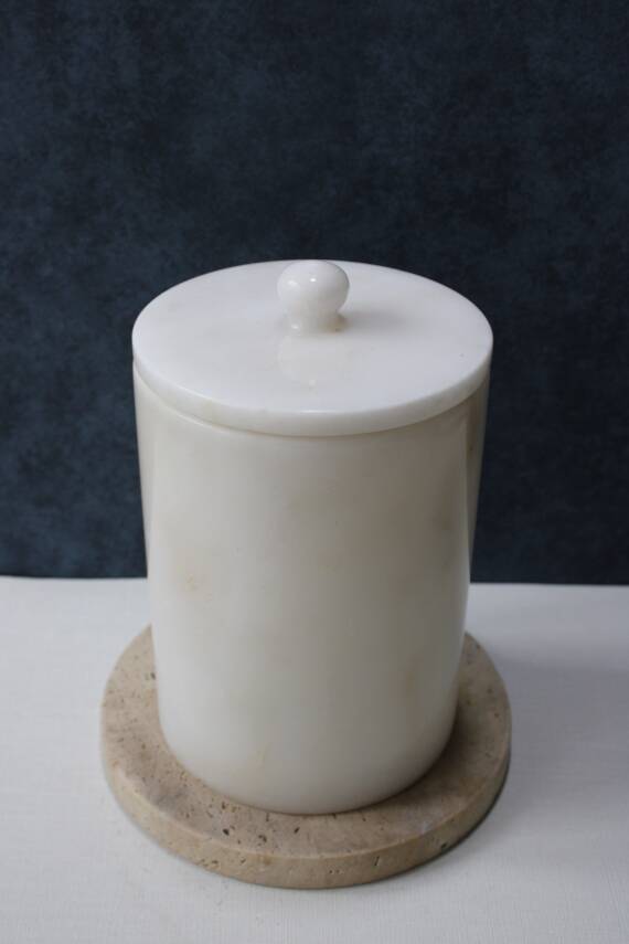 Beyaz Mermer Çöp Kovası - Düz Model - 2