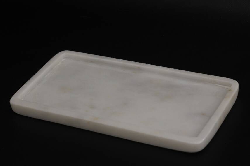 Beyaz Mermer Dekoratif Tepsi - 1