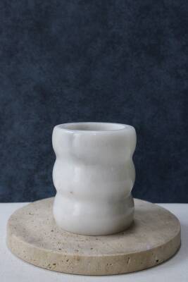 Beyaz Mermer Diş Fırçalık - Boğumlu Model - 