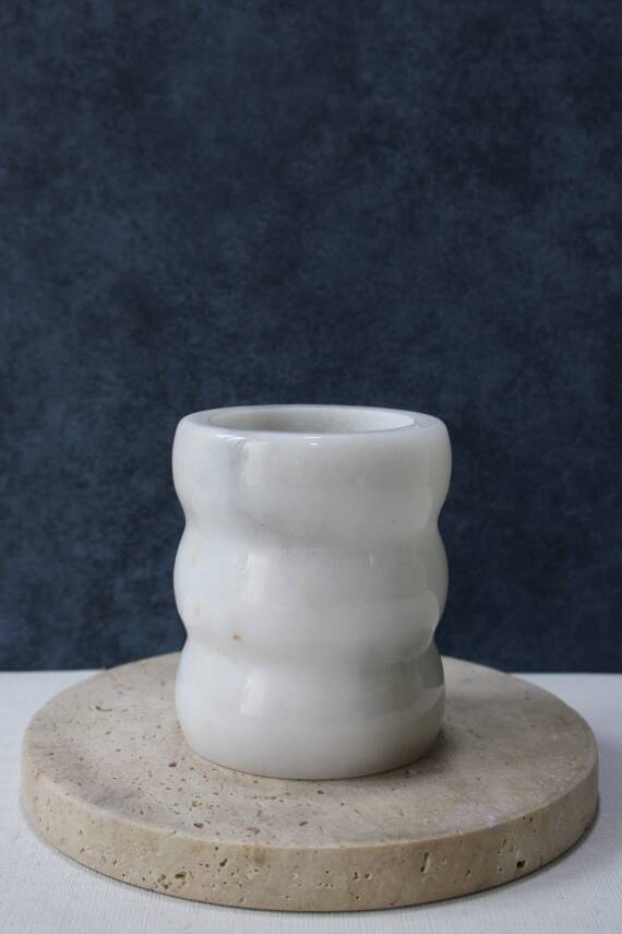 Beyaz Mermer Diş Fırçalık - Boğumlu Model - 1