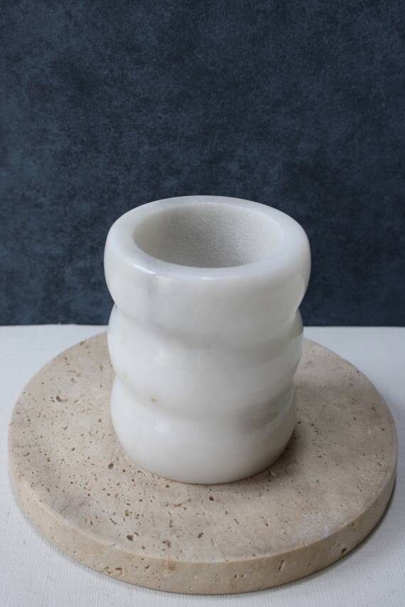 Beyaz Mermer Diş Fırçalık - Boğumlu Model - 2