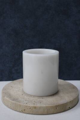 Beyaz Mermer Diş Fırçalık - Düz Model - 