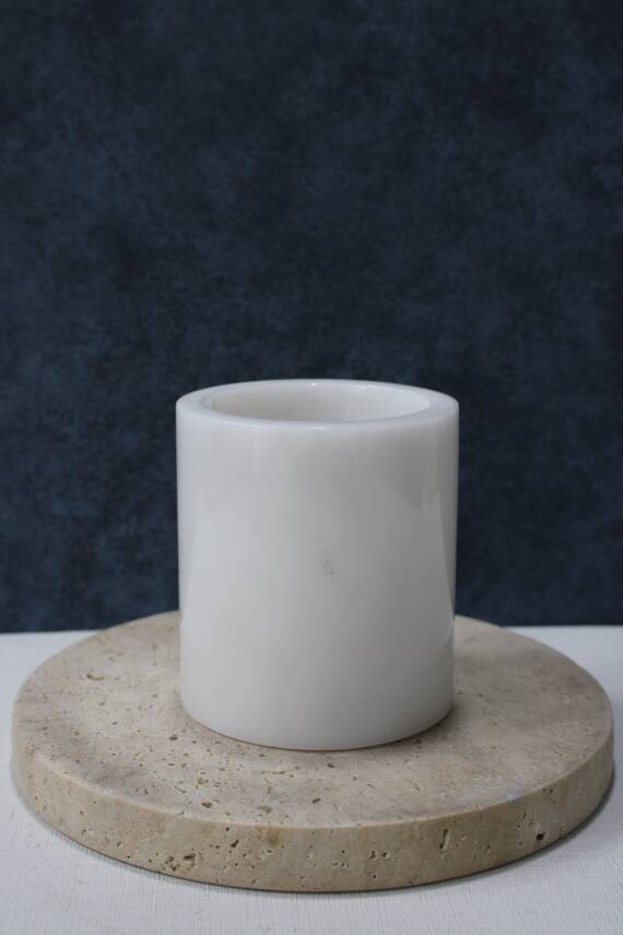 Beyaz Mermer Diş Fırçalık - Düz Model - 1