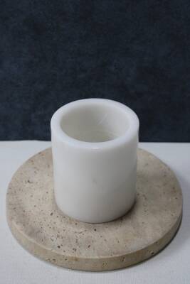 Beyaz Mermer Diş Fırçalık - Düz Model - 2