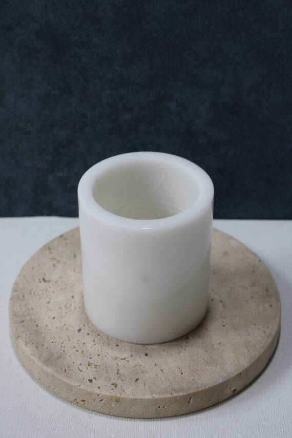 Beyaz Mermer Diş Fırçalık - Düz Model - 2