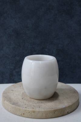 Beyaz Mermer Diş Fırçalık - Limon Model - 