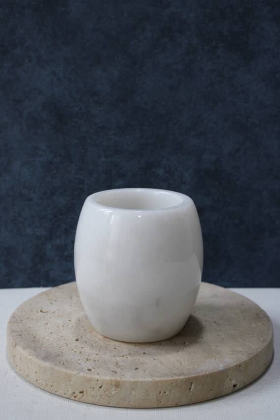 Beyaz Mermer Diş Fırçalık - Limon Model - 1