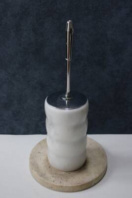 Beyaz Mermer Klozet Fırçalığı - Boğumlu Model - 2