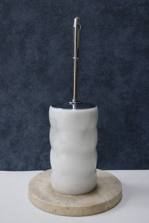 Beyaz Mermer Klozet Fırçalığı - Boğumlu Model - 1