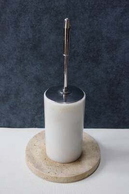 Beyaz Mermer Klozet Fırçalığı - Düz Model - 2