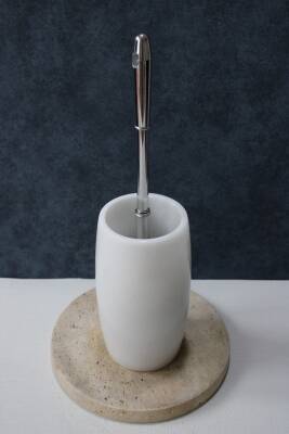 Beyaz Mermer Klozet Fırçalığı - Oval Model - 2