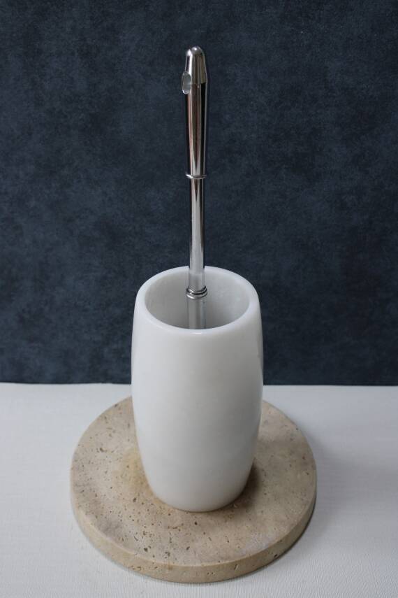 Beyaz Mermer Klozet Fırçalığı - Oval Model - 2