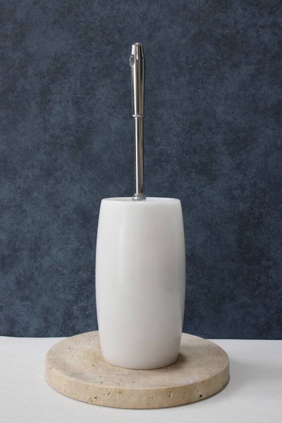 Beyaz Mermer Klozet Fırçalığı - Oval Model - 1