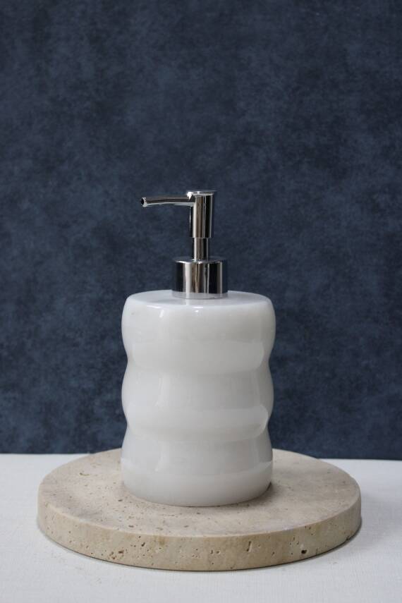 Beyaz Mermer Sıvı Sabunluk - Boğumlu Model - 1