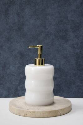 Beyaz Mermer Sıvı Sabunluk - Boğumlu Model - 3