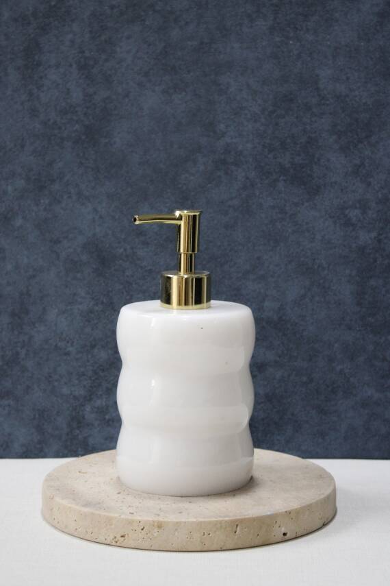 Beyaz Mermer Sıvı Sabunluk - Boğumlu Model - 3