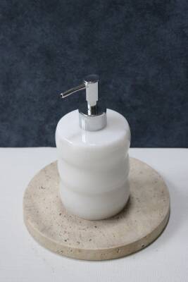 Beyaz Mermer Sıvı Sabunluk - Boğumlu Model - 2
