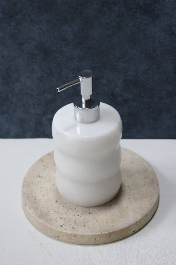 Beyaz Mermer Sıvı Sabunluk - Boğumlu Model - 2