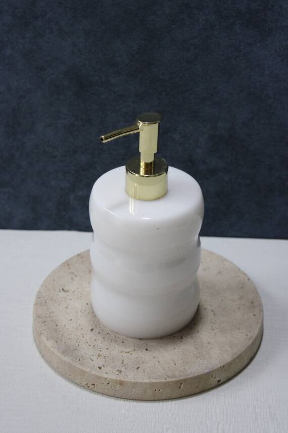 Beyaz Mermer Sıvı Sabunluk - Boğumlu Model - 4