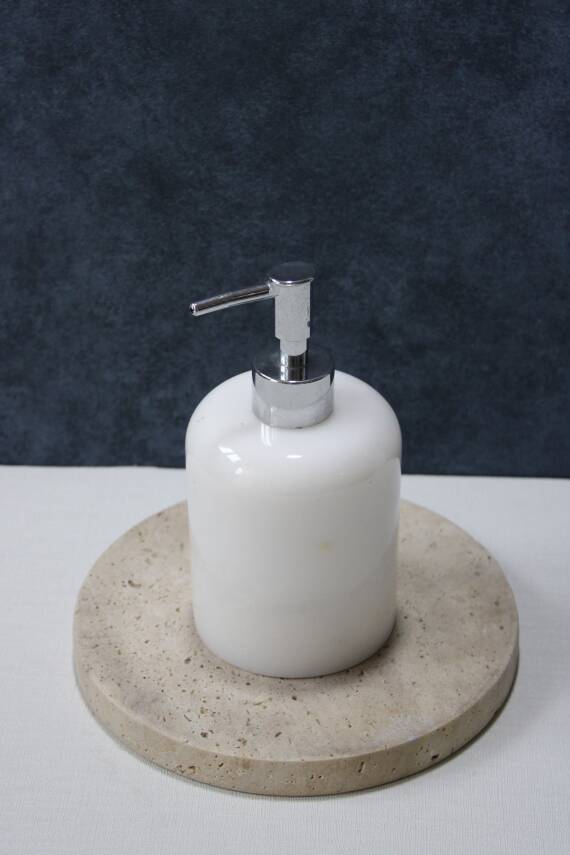 Beyaz Mermer Sıvı Sabunluk - Düz Model - 2