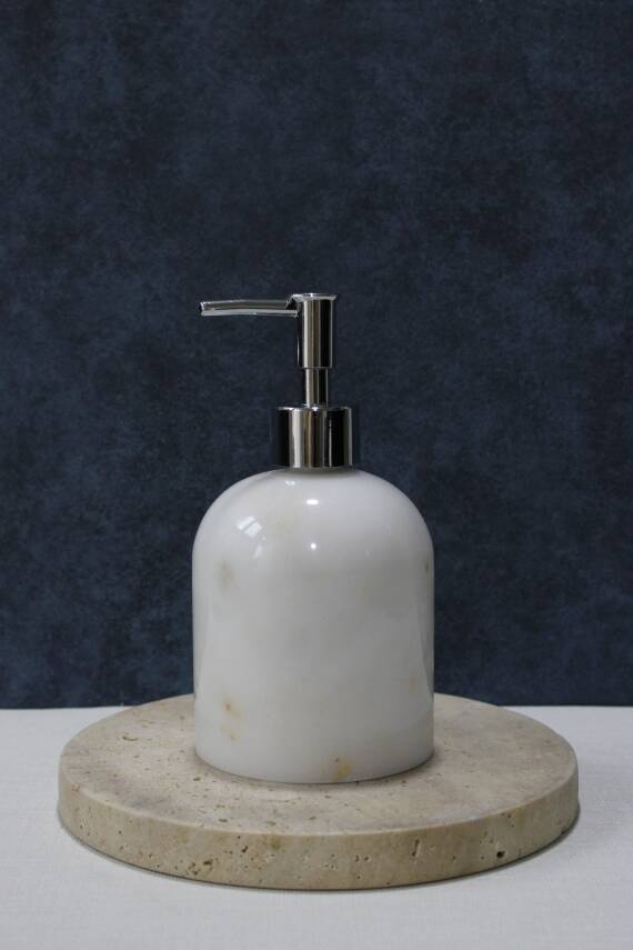 Beyaz Mermer Sıvı Sabunluk - Oval Model - 1