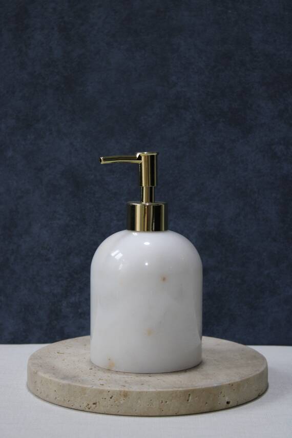 Beyaz Mermer Sıvı Sabunluk - Oval Model - 3