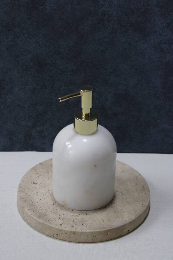Beyaz Mermer Sıvı Sabunluk - Oval Model - 4