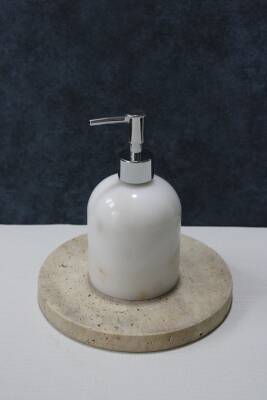 Beyaz Mermer Sıvı Sabunluk - Oval Model - 2