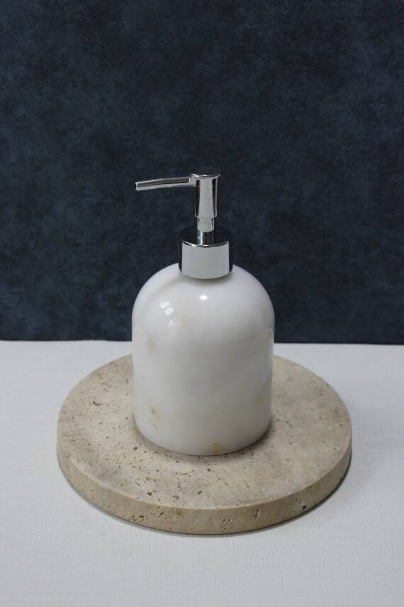 Beyaz Mermer Sıvı Sabunluk - Oval Model - 2