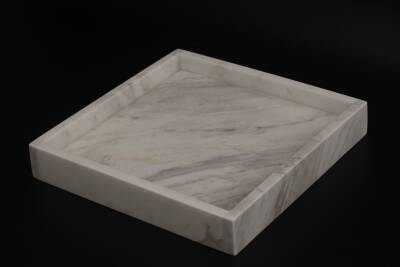 Beyaz Mermer Dekoratif Tepsi - Kare - 2