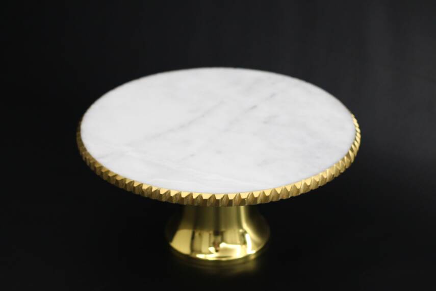 Gold Ayaklı Beyaz Mermer Sunumluk - 1