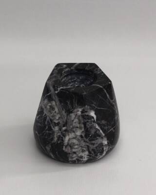 Gri Beyaz Damarlı Mermer Mumluk - 