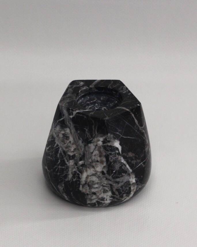 Gri Beyaz Damarlı Mermer Mumluk - 1