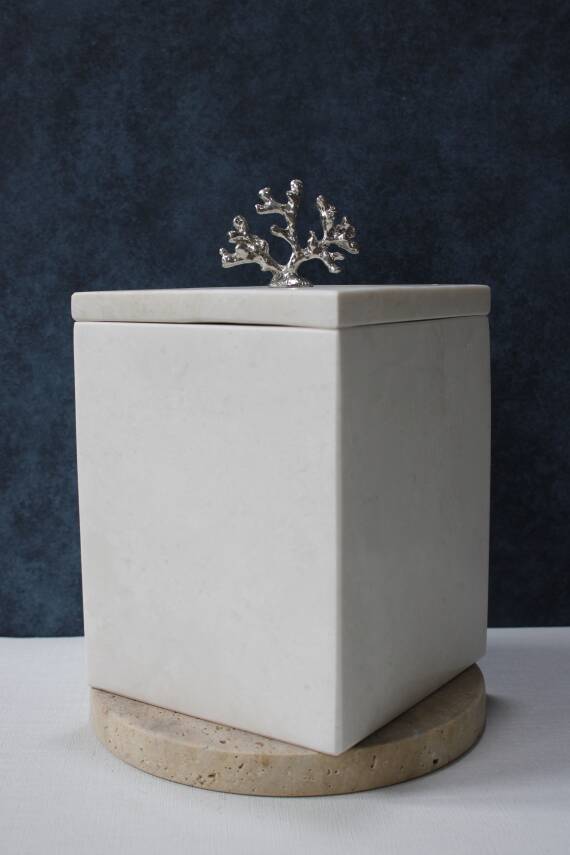 Kare Bej Mermer Çöp Kovası - 1