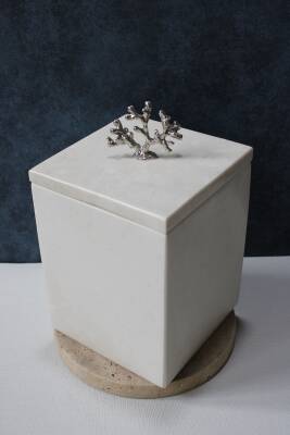 Kare Bej Mermer Çöp Kovası - 2