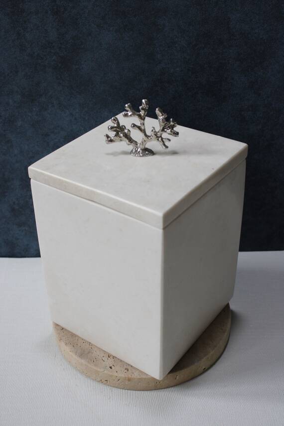 Kare Bej Mermer Çöp Kovası - 2