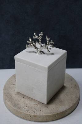 Kare Bej Mermer Pamuk Kutusu/Pamukluk - 2