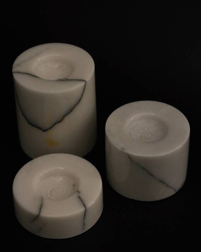 Leylak Mermer 3'lü Mumluk Seti - 2