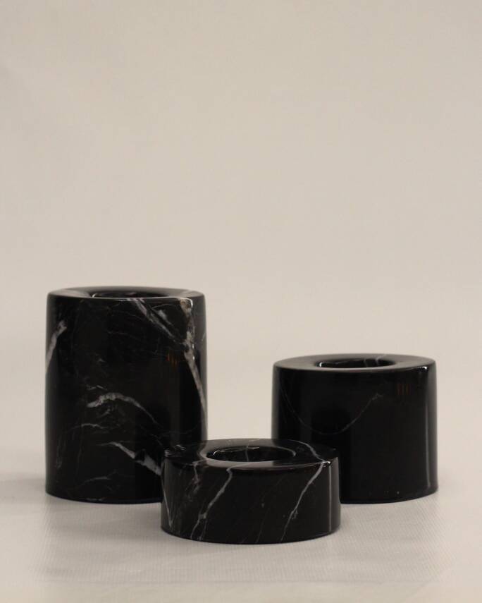 Siyah Mermer 3'lü Mumluk Seti - 1