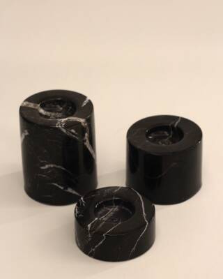 Siyah Mermer 3'lü Mumluk Seti - 2