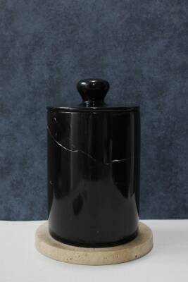 Siyah Mermer Çöp Kovası - 