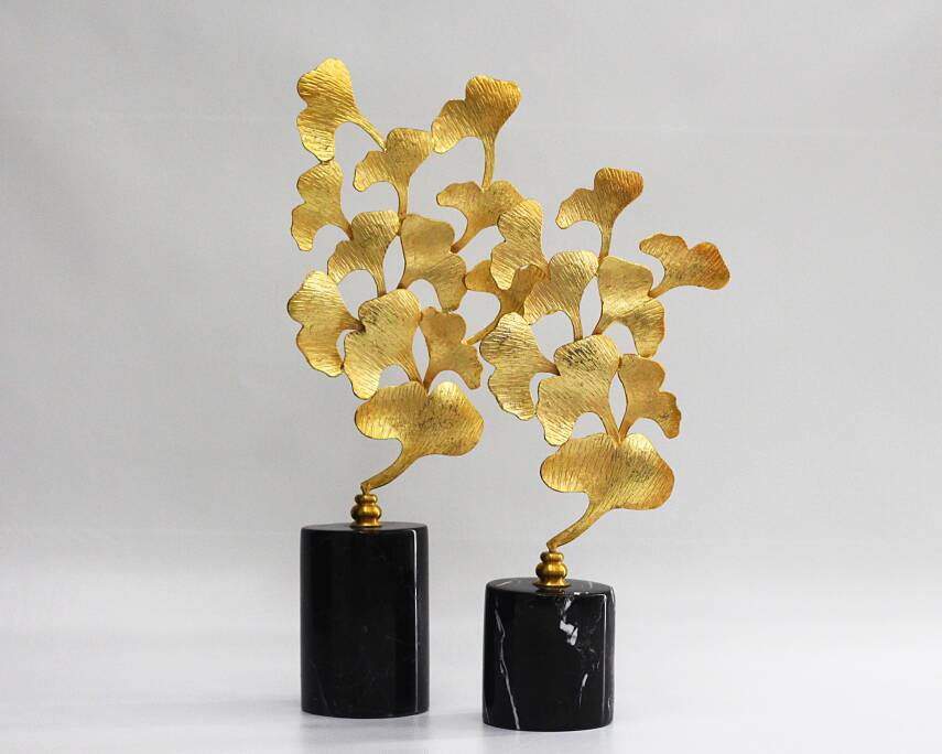 Yaprak Desenli Mermer Dekoratif Obje - 1